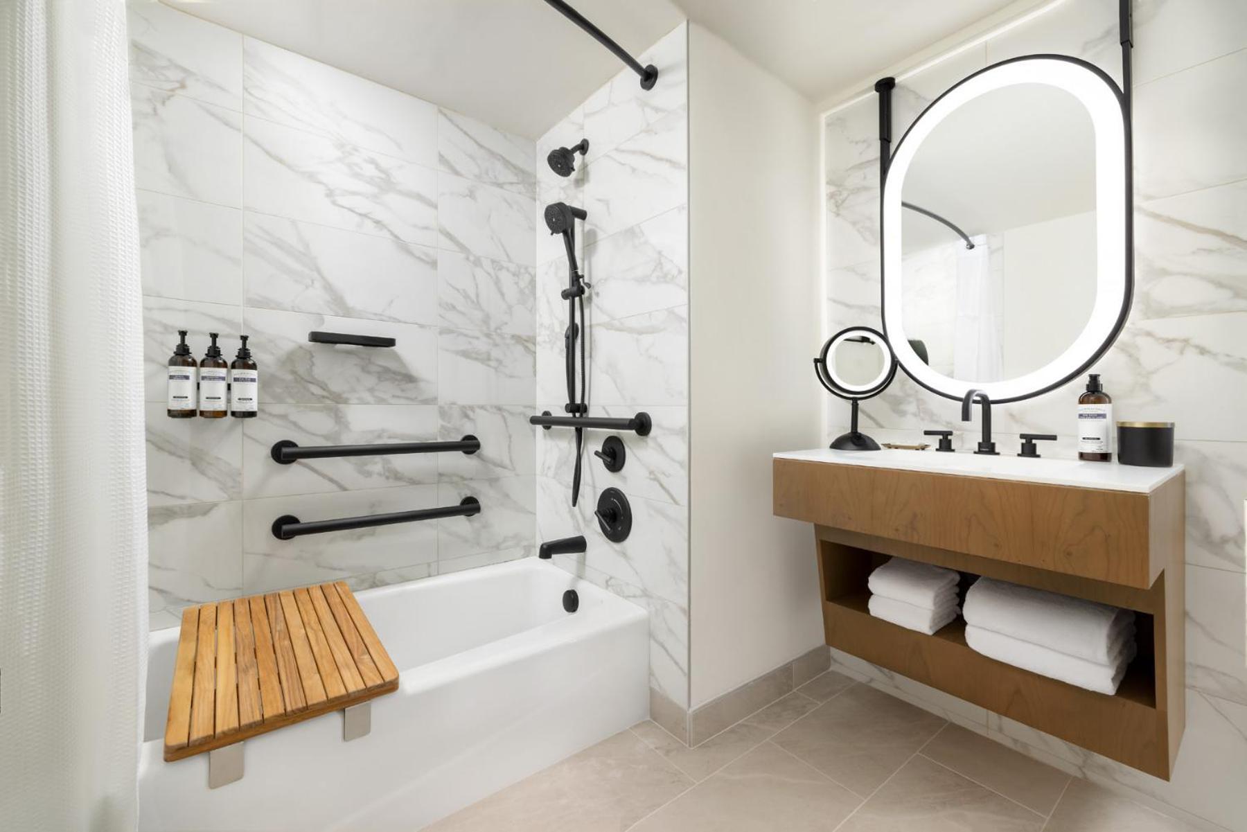 Corner Room Two Double Beds Tub Accessible