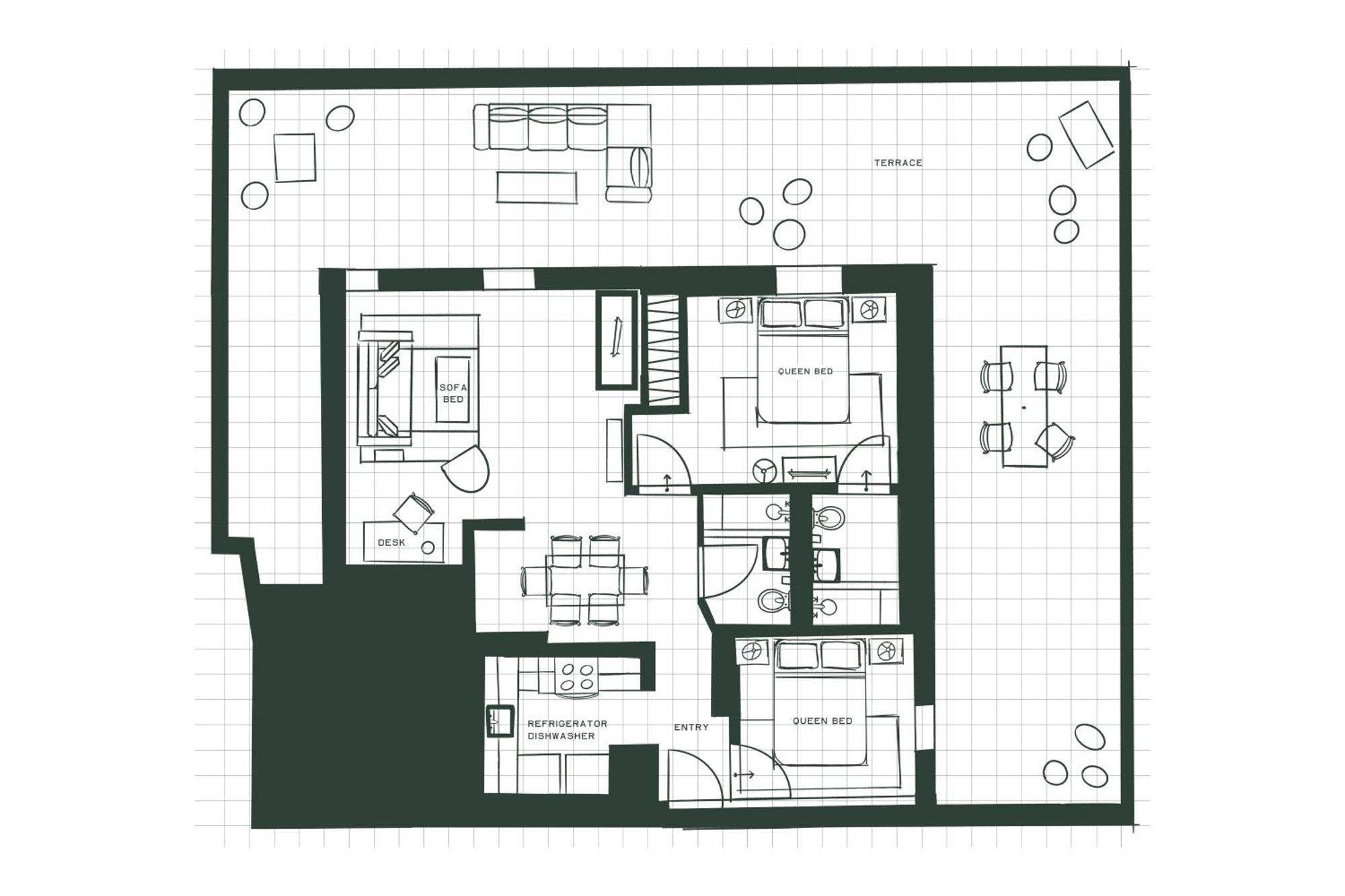 The Two-Bedroom Penthouse Apartment
